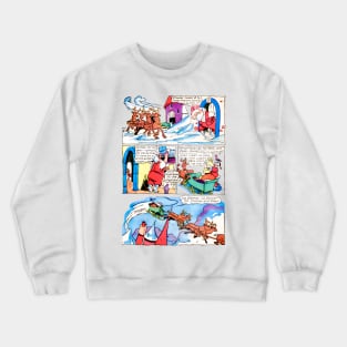 Santa Claus is in a hurry because he is late to deliver Christmas gifts Retro Vintage Comic Crewneck Sweatshirt